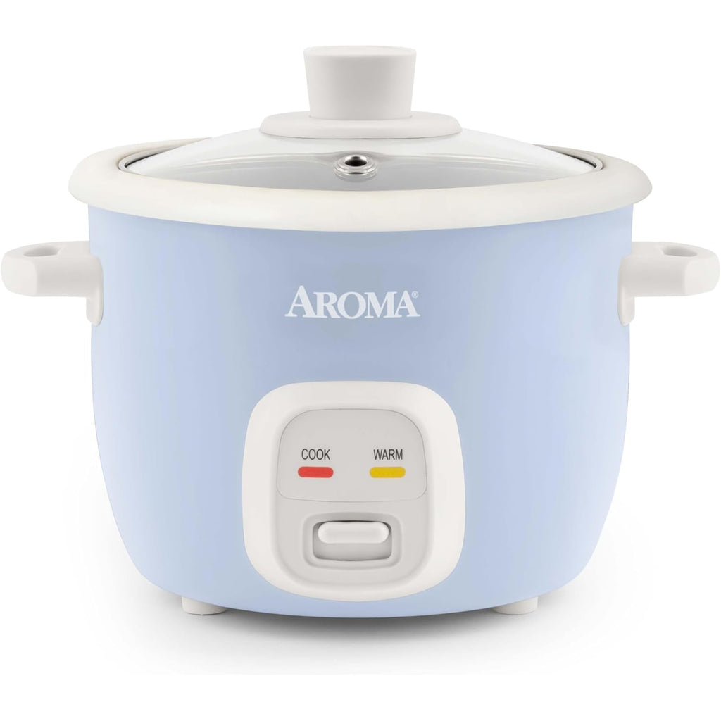 Aroma® Mini Rice Cooker, 2-Cup (Uncooked) / 4-Cup (Cooked), Grain Cooker, Soup Maker, Oatmeal Cooker, Auto Keep Warm, 1 Qt, Blue, Arc-302Ngbl