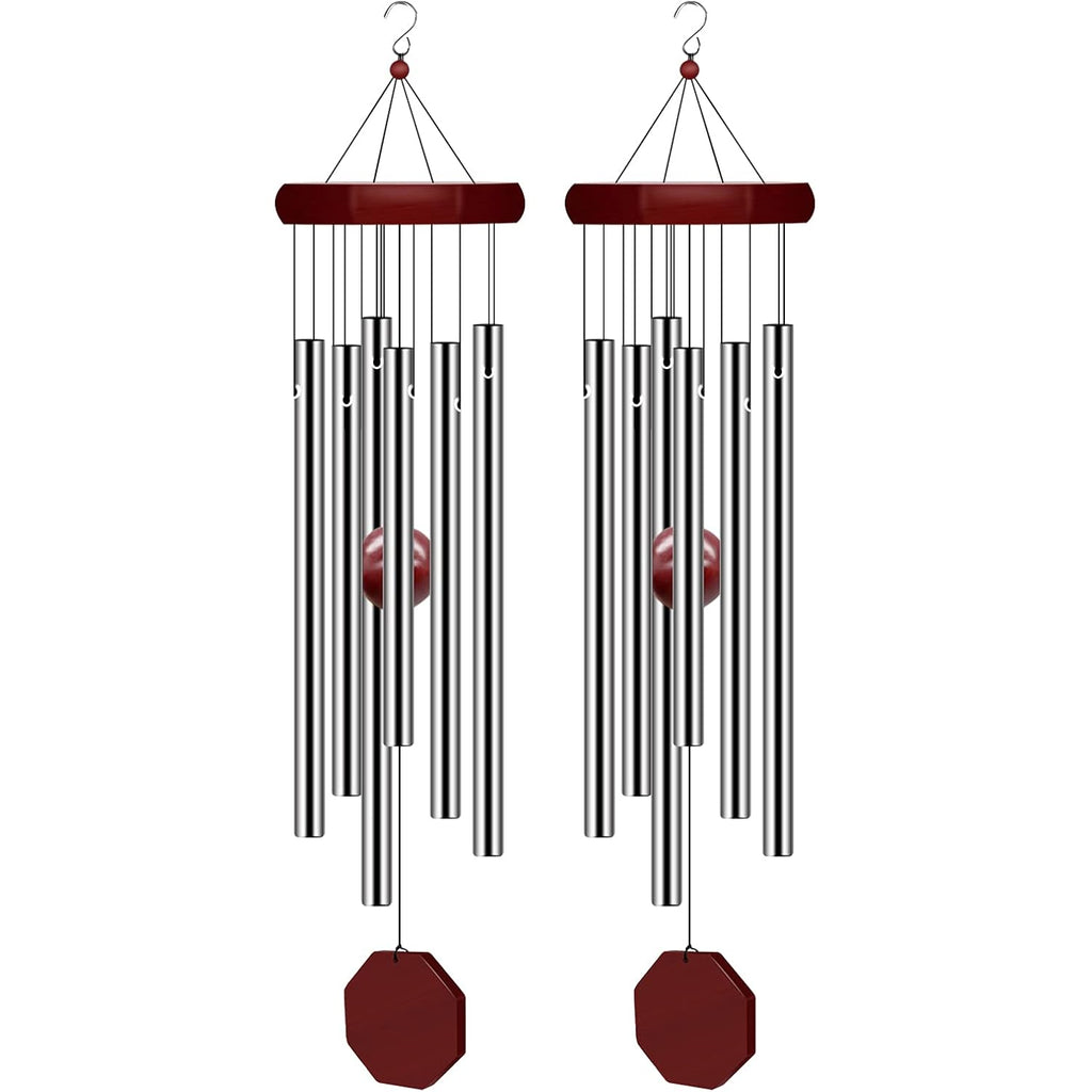 2 Pack Pgzsy Memorial Wind Chimes Outdoor Large Deep Tone, Elegant Sympathy Wind-Chime Personalized With 6 Tuned Tubes For Garden Patio Balcony And Home