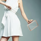 WJCD Clear Acrylic Crossbody Purse - Stadium Approved Box Clutch with Gold Chain, Small Transparent Evening Bag for Women | Premium Acrylic, Stadium Approved, Gold Chain Strap, Easy to Clean