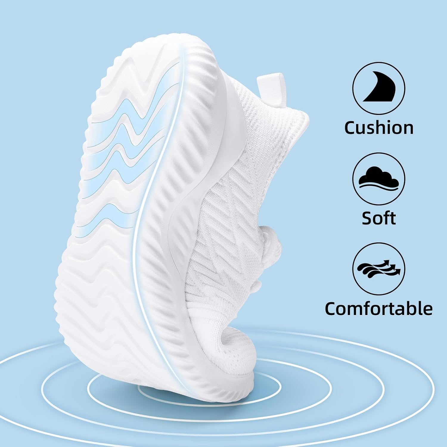 Ppq Womens Slip On Walking Shoes，Memory Foam Lightweight Comfort Casual Workout Shoes,Yoga Or Tennis Or Running Sneakers