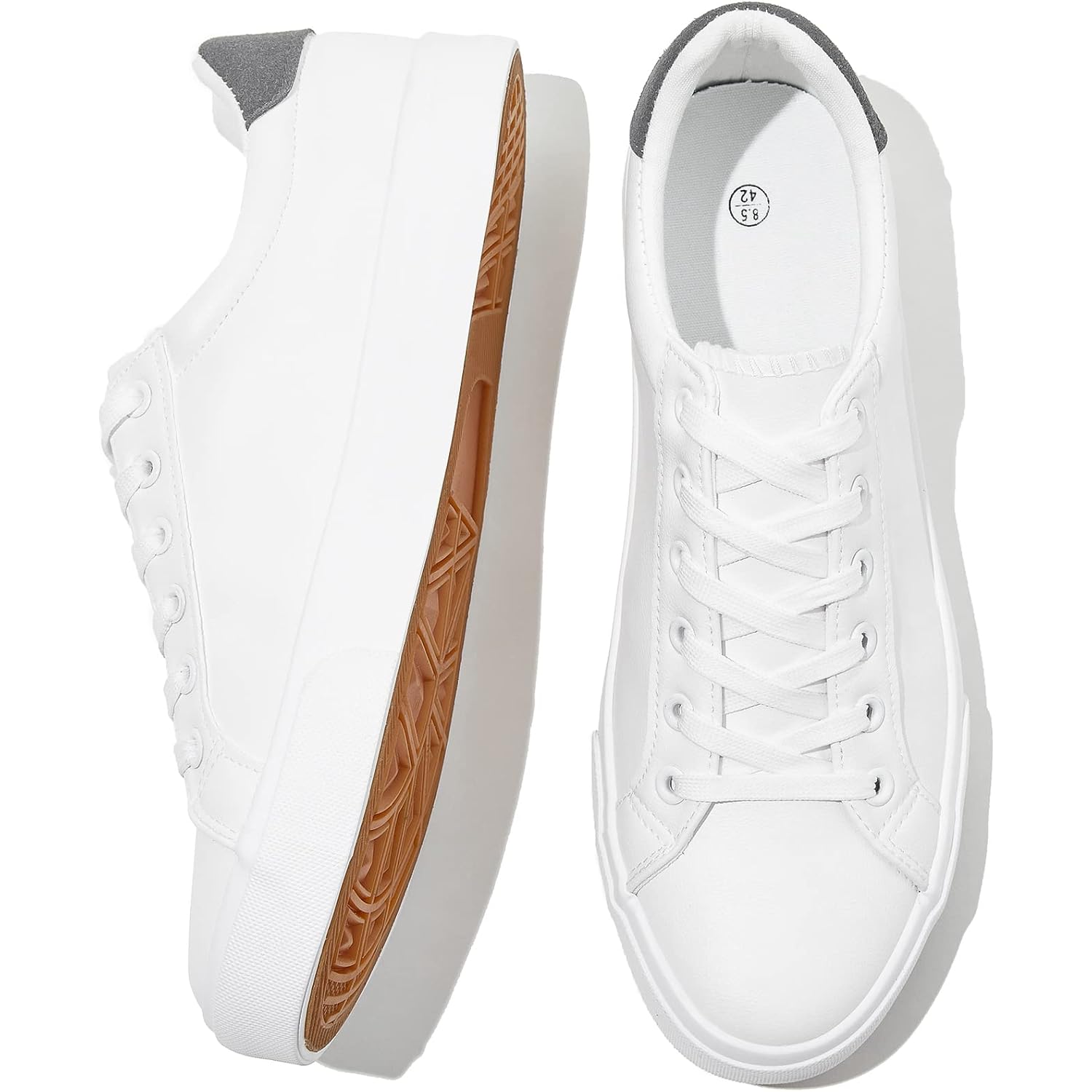 Fracora Mens White Tennis Shoes Low Top Fashion Sneakers Pu Leather Casual Shoe For Men