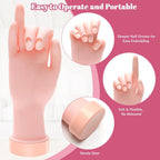 Practice Hand for Acrylic Nails Flexible Bending Nail Practice Hand Training Fake Hand Nail Hand Practice Tools with 100PCS Nail Tips, 120PCS Jelly Double Sided Nail Adhesives and 9PCS Brush