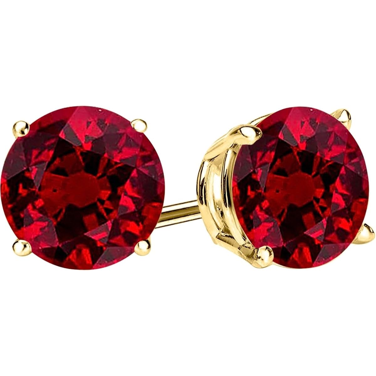 0.5 to 6 Carat 14k White Gold Natural Ruby Stud Earrings 4 Prong Push Back for Women
