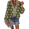 CHICME Women's Casual V Neck Blouse Floral Boho Summer Tops Lantern Sleeve Loose Fit Tunics Flowy Vacation Clothes