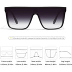 Luxury Square Sunglasses for Women Men Unisex Lightweight Trendy Flat Top Sun Glasses Shades Black/Faded Grey