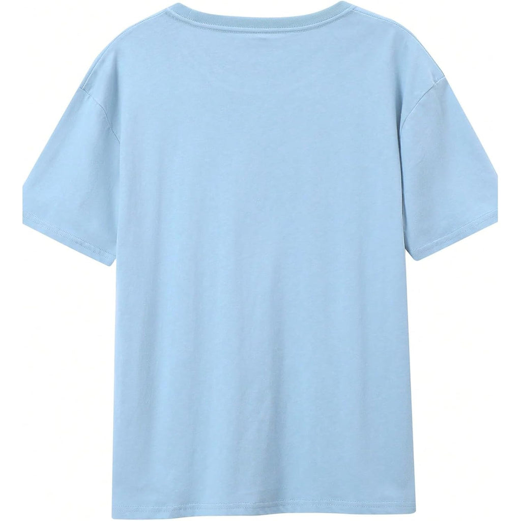 SOLY HUX Women's Lemon Shirts Short Sleeve Crew Neck Graphic Tees Summer T-Shirt Vacation Tops Light Blue
