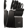 Amorston Knife Set, 15 Pieces Knives Set for Kitchen Knife Set with Block and Sharpener, Dishwasher Safe Knife Block Set German Stainless Steel Kitchen Knife Sets for Apartment New Home Housewarming
