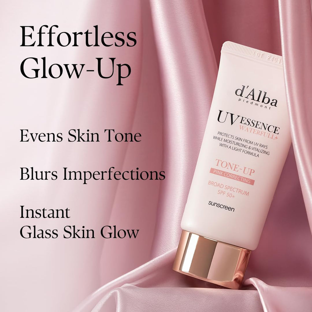 D'Alba Piedmont Waterfull Tone-Up Sunscreen Serum Broad Spectrum Spf 50 + Korean Sunscreen For Face, All Skin Tones (1.69 Fl.Oz.)