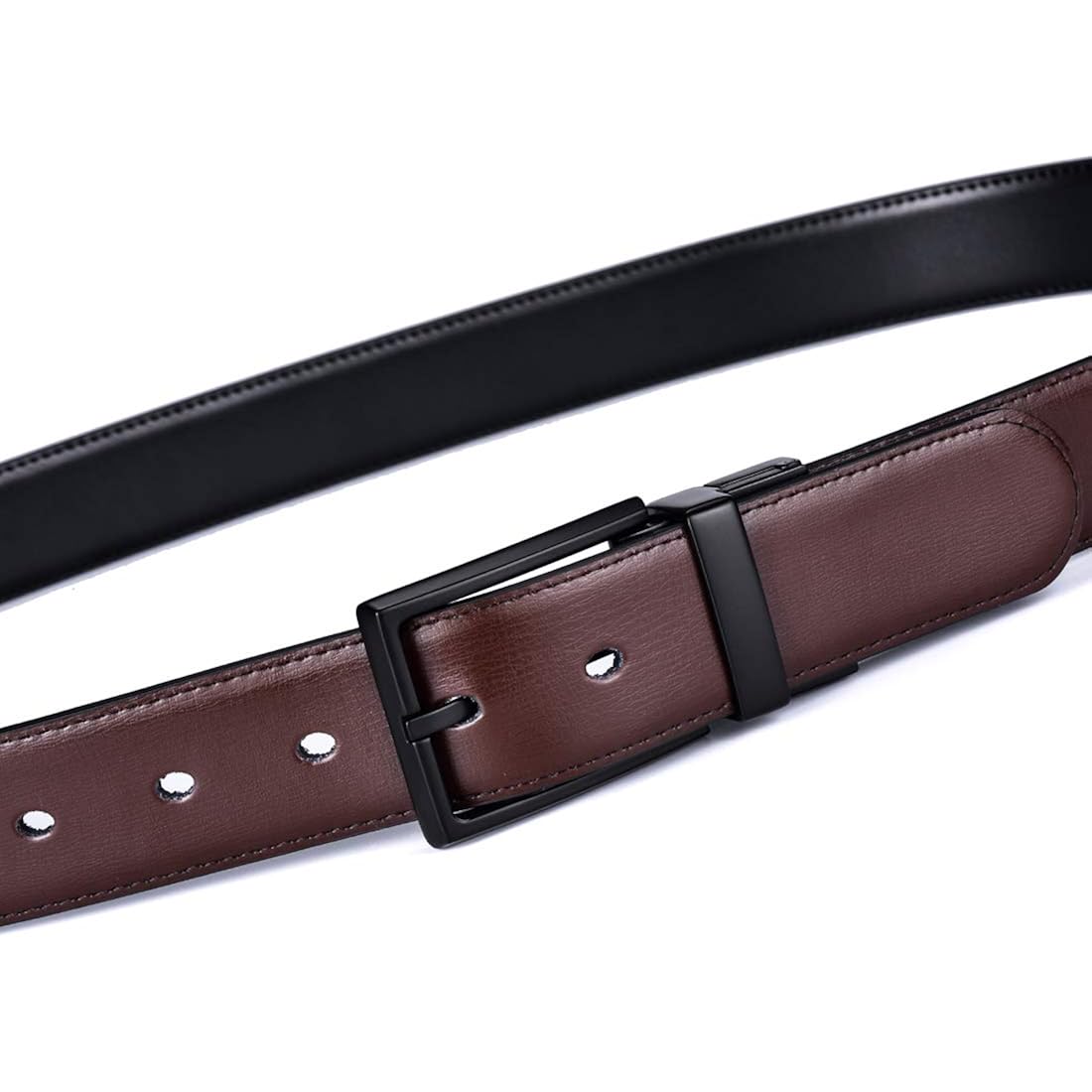 Beltox Fine Men'S Dress Belt Leather Reversible 1.25" Wide Rotated Buckle Gift Box