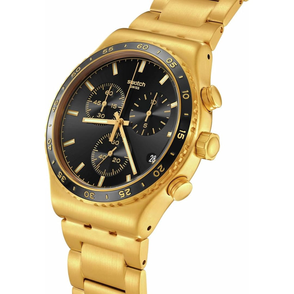 Swatch I New Chrono Unisex Watch Casual Plastic Yellow Quartz Waterproof In The Black