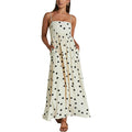 Yuemengxuan Boho Maxi Dresses For Women Spaghetti Strap Flowy Smocked Long Dress Casual Summer Vacation Beach Maxi Dress