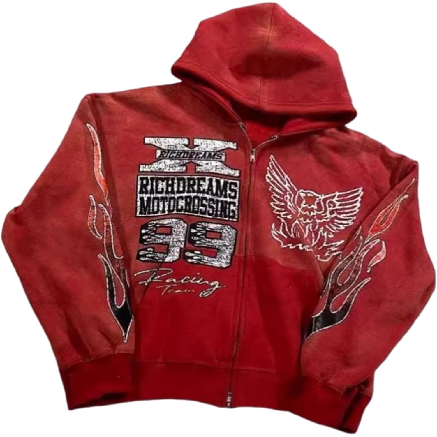 Zip Up Hoodie Grunge Jackets Streetwear Y2K Unisex Emo Vintage 2000S Outerwear Oversized Graphic Hoodies Star Rapper