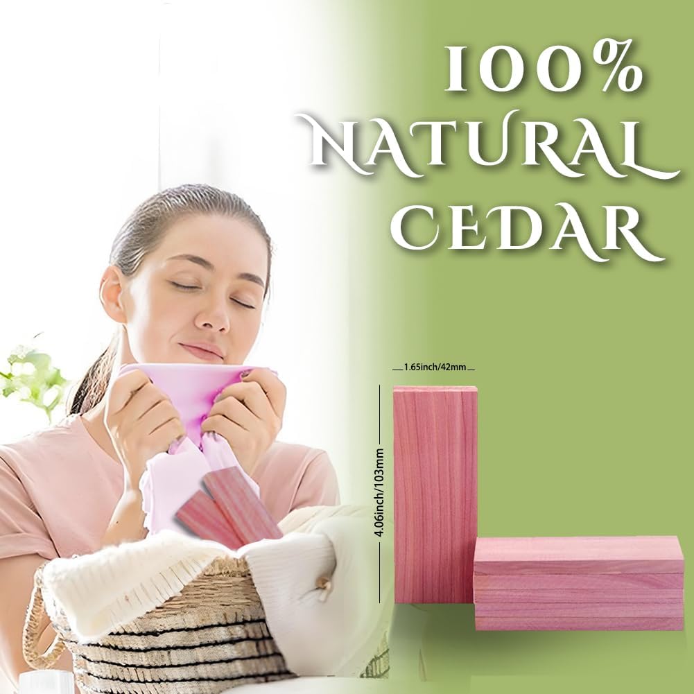 Cedar Blocks For Closet Storage,100% Aromatic Red Ceder Blocks Cedar Planks Chips 16Pcs For Closet Drawers 100% Natural Wood Chips