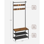 VASAGLE Hall Tree with Bench and Shoe Storage, Entryway Bench with Coat Rack Stand and Shoe Rack, 9 Movable Hooks, Top Bar, Fabric Shelves, Industrial, Rustic Brown and Black UHSR411B01