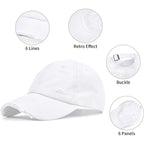 Baseball Cap Women Men Vintage Washed Distressed Hats Adjusted Cotton Dad Hat Adjustable Trucker Headwear White