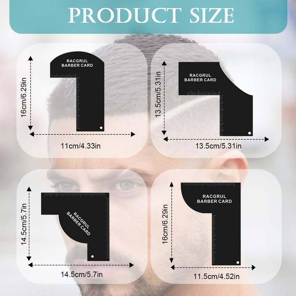 Enhancement Card for Barbers with Measurement Indicators, Reusable Hairline Shaping Tool, Beard Line Up Template, Color Spray Edge Line Up Tool, Easy to Clean Hairline Maker Guide for Barbers