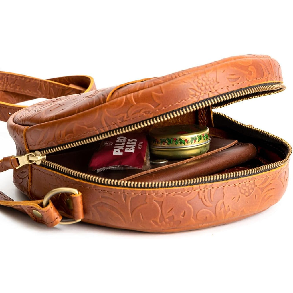Portland Leather Goods Circle Crossbody Bag For Women – Handmade From The Finest Full-Grain Hides