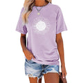 MaQiYa Womens Cute Sunflower Graphic Printed Tee Shirts Vintage Short Sleeve Cotton Shirts Tops Purple