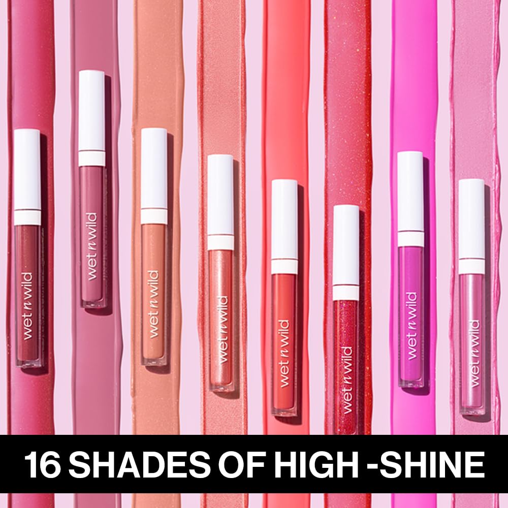 wet n wild MegaSlicks Lip Gloss, Ultra-Glossy, Vitamin-E Enriched, Ultra-Gloss High Shine Moisturizing, Cruelty-Free & Vegan - Rose Gold