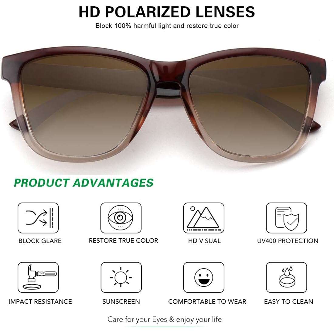 MEETSUN Polarized Sunglasses for Women Men Classic Retro Trendy Designer Style Ombre Brown Frame / Gradient Brown Lens