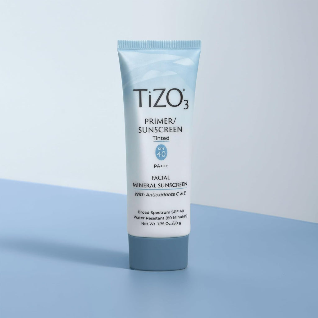 Tizo3 Facial Mineral Sunscreen And Primer, Tinted Broad Spectrum Spf 40 With Antioxidants, Sheer Matte Finish, Fragrance-Free, Oil-Free, Dermatologist-Recommended, Pa+++ 1.75 Oz
