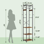 Coat Rack Freestanding, Hall Tree With 3 Shelves And 12 Hooks, Rustic Brown | Industrial Metal Frame, Space-Saving Design, Clothes Rack Stand Organizer For Bedroom, Hallway, Entryway, Office, Living Room