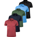 Oygsieg 5 Pack Polo Shirts For Men Quick Dry Short Sleeve T-Shirts Performance Mens Golf Shirts For Work Athletic