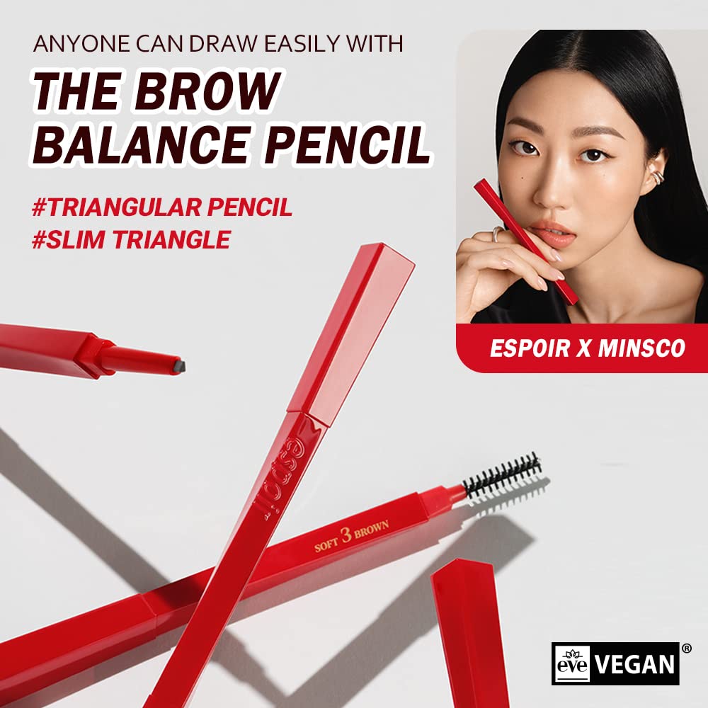 Espoir The Brow Balance Pencil #6 Light Taupe | Eye Brow Pencil Quick and Easy to Draw without Clumping with Slim Triangle Shape| A Detailed and Rich Eyebrow Texture | Korean Eyebrow Makeup