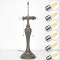 Werfactory Table Lamp Base Replacement Only With 6 Pcs Bulb, Wide 6.5 Height 24 Inch, Fit For 12, 14, 16, 18 Inch Tiffany Style Stained Glass Lampshade, Dark Bronze Finish, Resin, Pull Chain Switch
