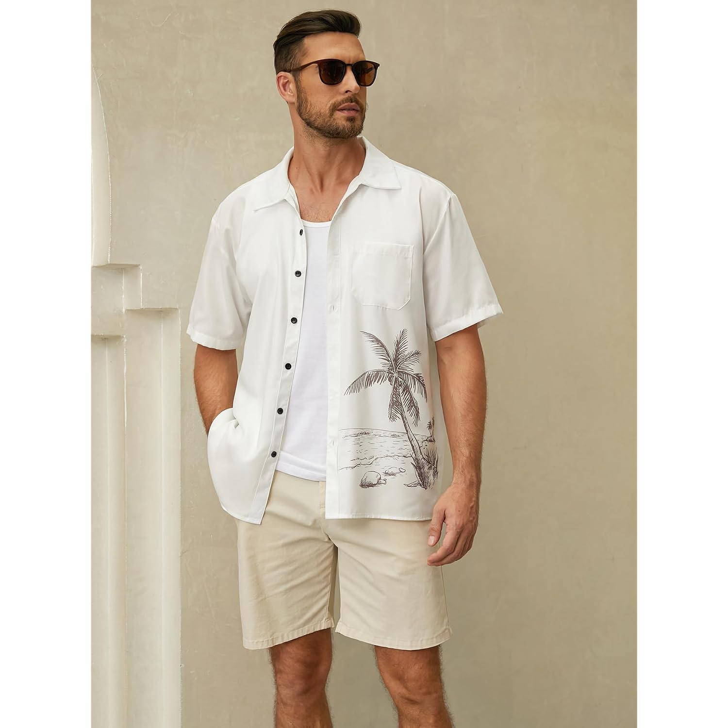 Hardaddy Men'S Hawaiian Shirt Short Sleeves Coconut Printed Button Down Summer Beach Casual Shirts