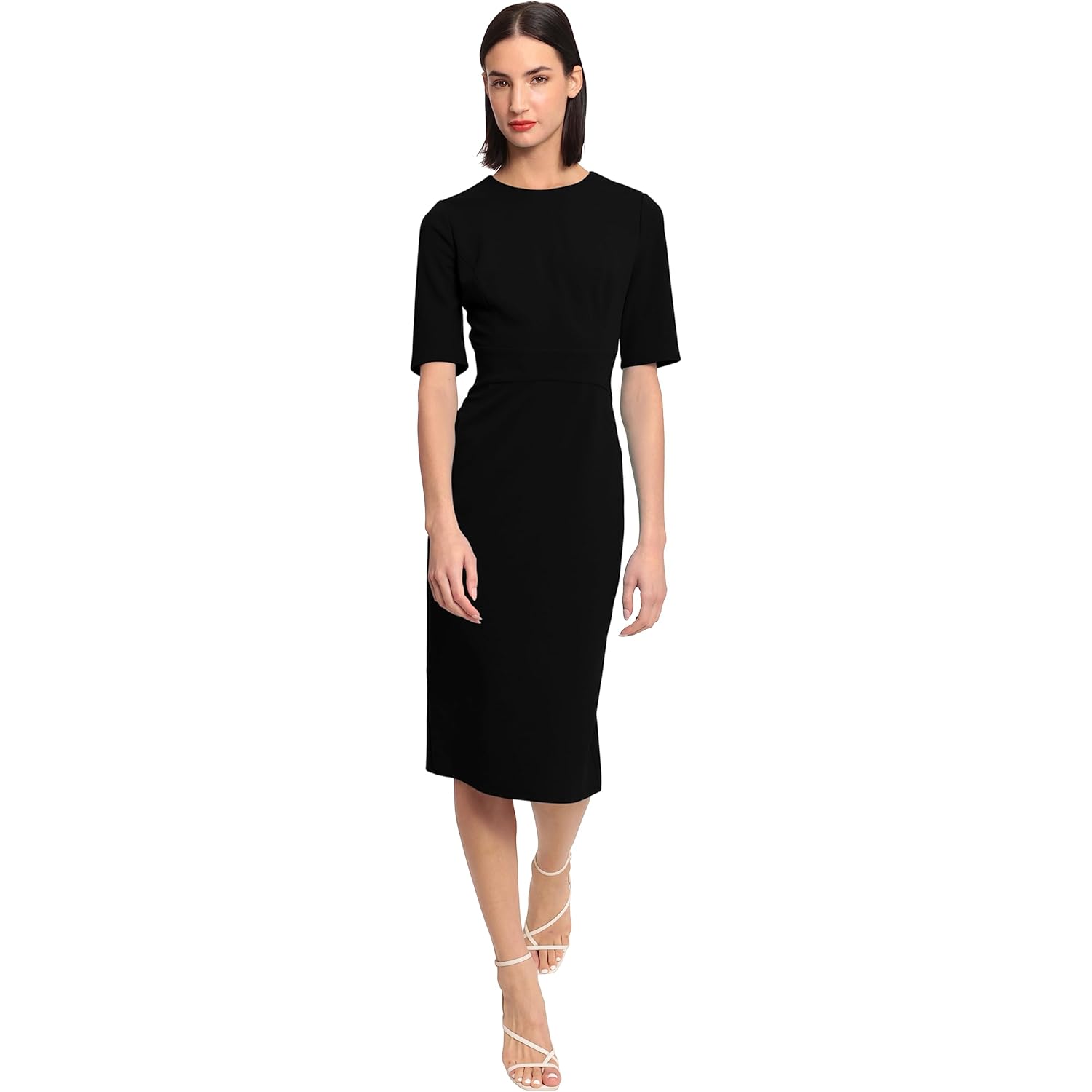 Women's Curved Waist Seam Crepe Workwear Dress Career Office Desk to Dinner Event Occasion Guest of