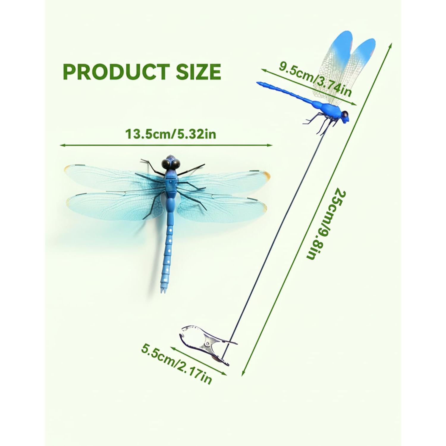 20Pcs Dragonfly Dragon Fly Clips For Bugs Repellent Decor 3D Garden Outdoor Flying Butterflies Decorations Fake To Keep Away Metal Bamboo Stakes Decorative Yard Ornaments Hat Golf Moving (20Pcs)