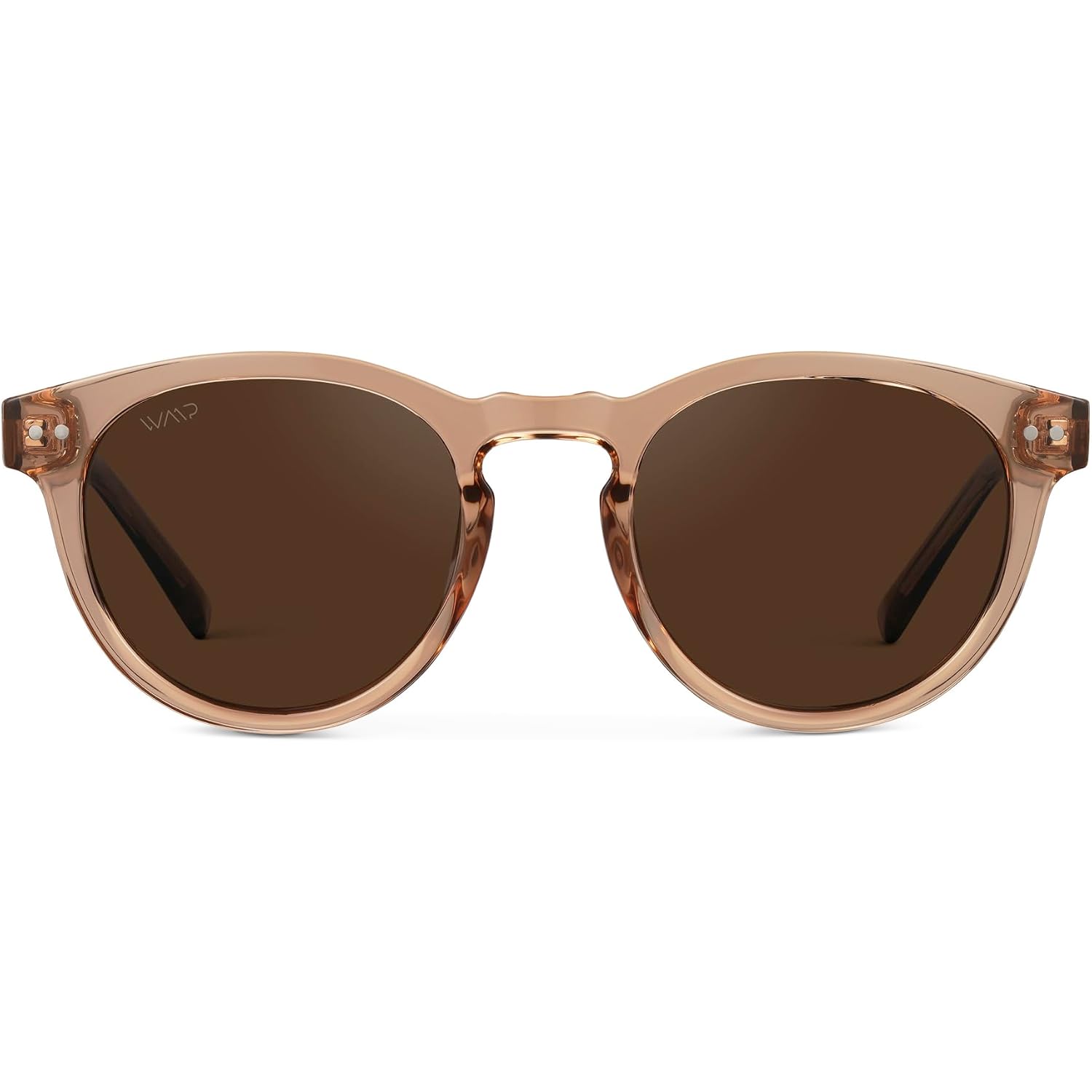 WearMe Pro Round Polarized Sunglasses for Women - Retro Classic UV400 Protection for Driving & Everyday Wear Light Crystal Brown / Brown Lens