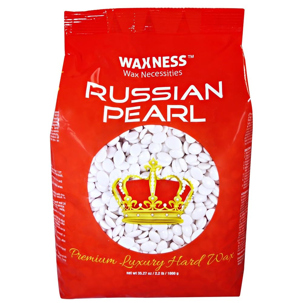 Waxness Russian Pearl Hard Wax Beads 2.2 lb (1 kg) – Rosin-Free Stripless Hard Wax with Creamy Texture and Skin Visibility, Professional Use – Made in Italy