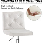 Vecelo Pu Leather Mid-Back Armless Vanity Chair Adjustable Height 360° Rolling Swivel For Home Office Work, White