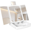 Makeup Mirror With Lights, Tri-Fold Vanity Mirror, 3 Colors, 5X/10X