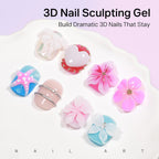 MIZHSE White 3D Gel Nail Art 30g Sculpting Gel Non-Sticky Molding Gels for Nails Solid U V LED Soak Off Gels Polish with Nail Art Pen Rub Chrome Powder Nail Design Home Manicure