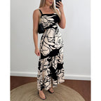 Chicme Summer Dresses For Women 2026 Sleeveless Casual Boho Maxi Dress Square Neck Cut Out Floral A Line Dress