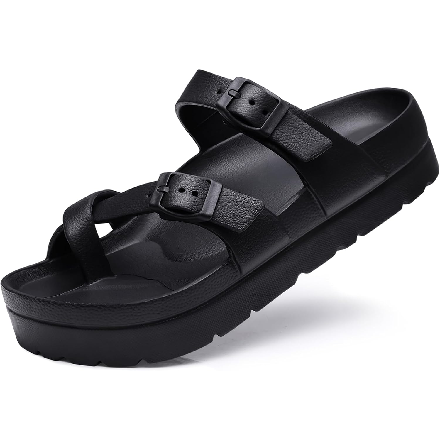 Goosecret Women'S Platform Sandals With Arch Support Comfortable Foam Slides Summer Beach Sandals With Adjustable Buckle