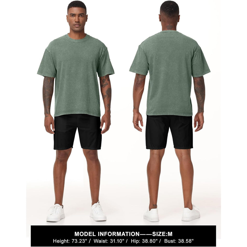Eiscntd Men'S Oversized T-Shirts Heavyweight Cotton Vintage Washed Loose Fit Unisex Baggy Tee Shirts