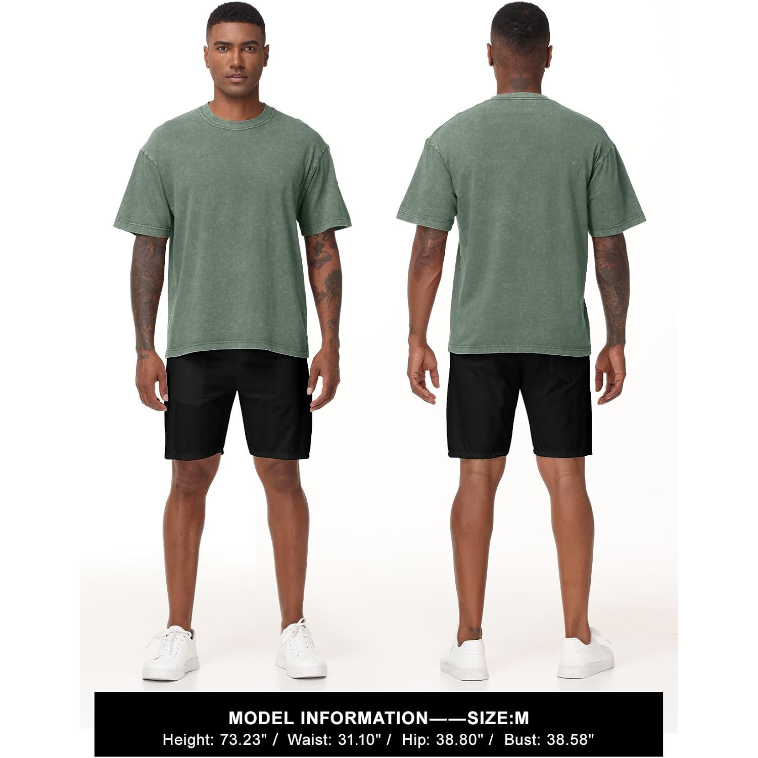 Eiscntd Men'S Oversized T-Shirts Heavyweight Cotton Vintage Washed Loose Fit Unisex Baggy Tee Shirts