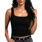 Women's 2 Pack Summer Square Neck Tank Tops Workout Cropped Ribbed Summer Camisole Sleeveless Clothes 2025