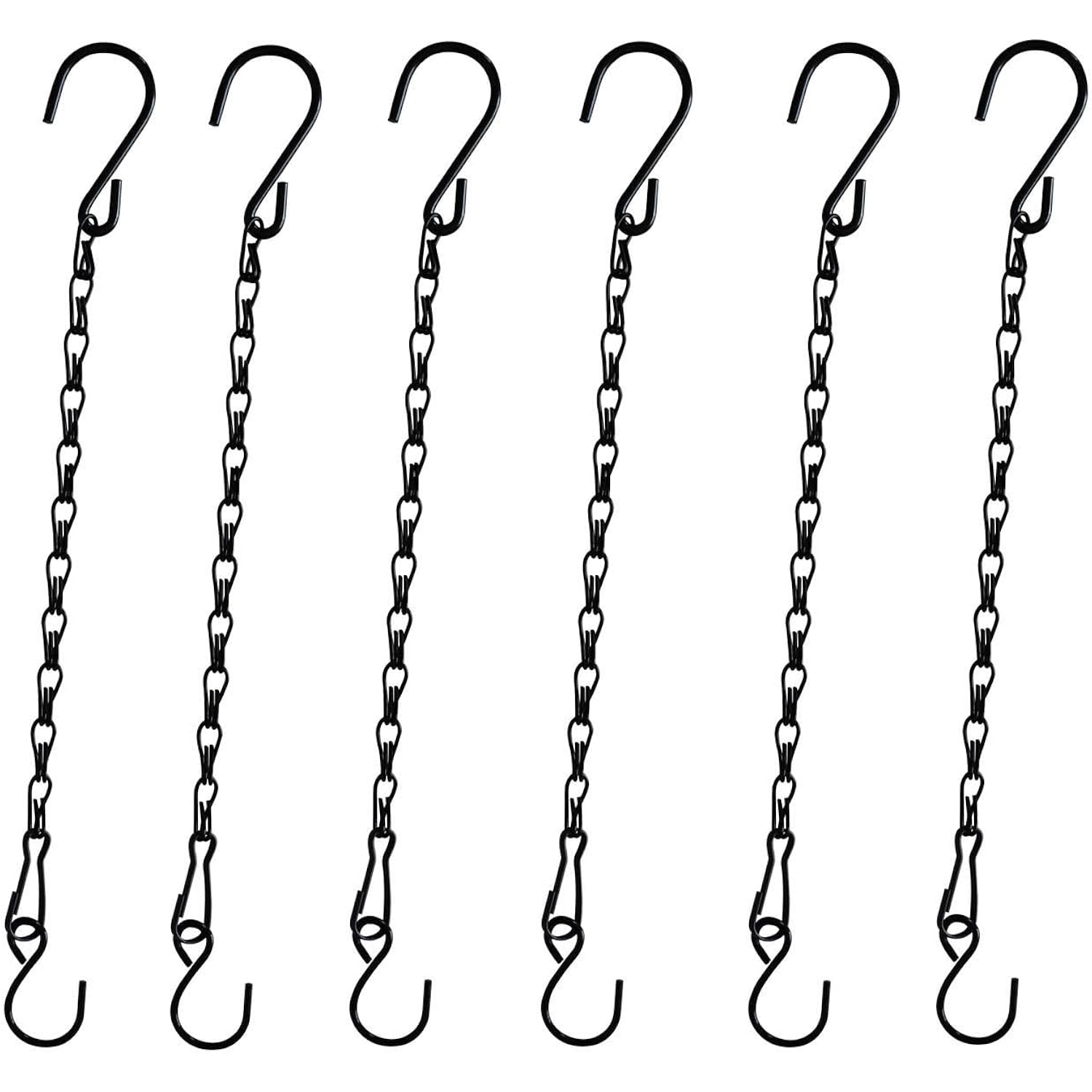 Chain For Hanging Plants,11 Inch Black Hanging Chain, Small Hanging Basket Chain Kits With Hooks For Bird Feeder Hanging Basket Extender Porch Wind Chime (Black, 11 Inch-6Pcs)