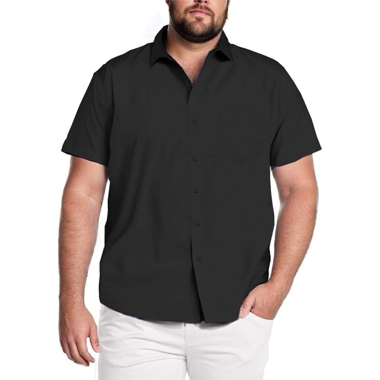 Coofandy Big & Tall Shirts For Men Short Sleeve Button Down Casual Dress Shirts