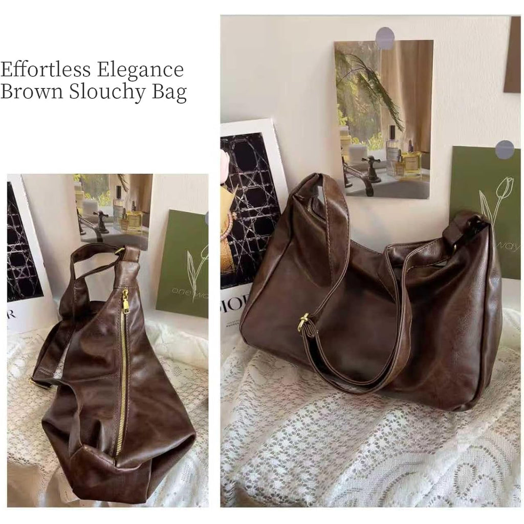 celestina Hobo Bags for Women, Ultra Soft Foldable Vegan Leather Shoulder Handbag, Stylish Slouchy Tote Purses