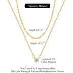 Dainty Gold Necklace for Women Non Tarnish Layered 14k Diamond Pendant Charm Gold Plated Necklaces CZ Trendy Zirconia Chain Choker Necklace Stack Gold Jewelry for Women Birthday Gift