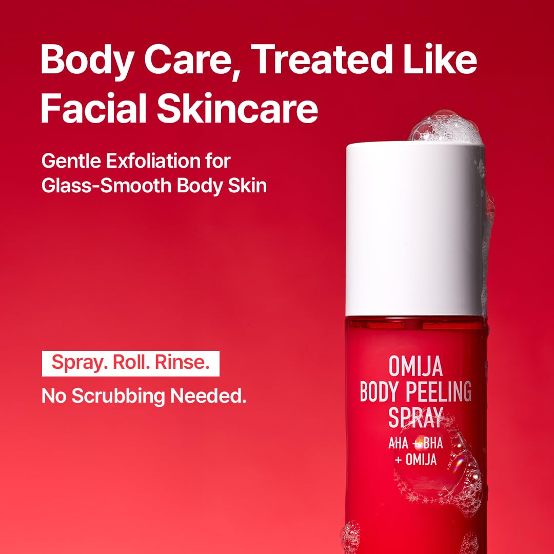 Parnell Aha Omija Ceramic Body Peeling Spray – Aha Bha Pha Body Exfoliant For Keratosis Pilaris, Strawberry Legs, Dark Spots & Dead Skin Remover – Exfoliant Body Mist For Rough Skin 4.60 Fl.Oz