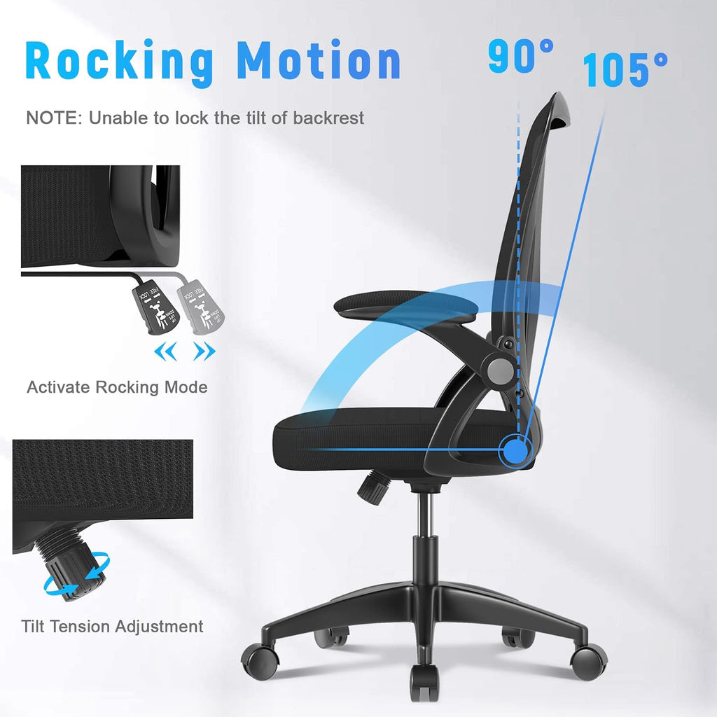 Naspaluro Home Office Desk Chair Mid Back With Adjustable Height Dark Black