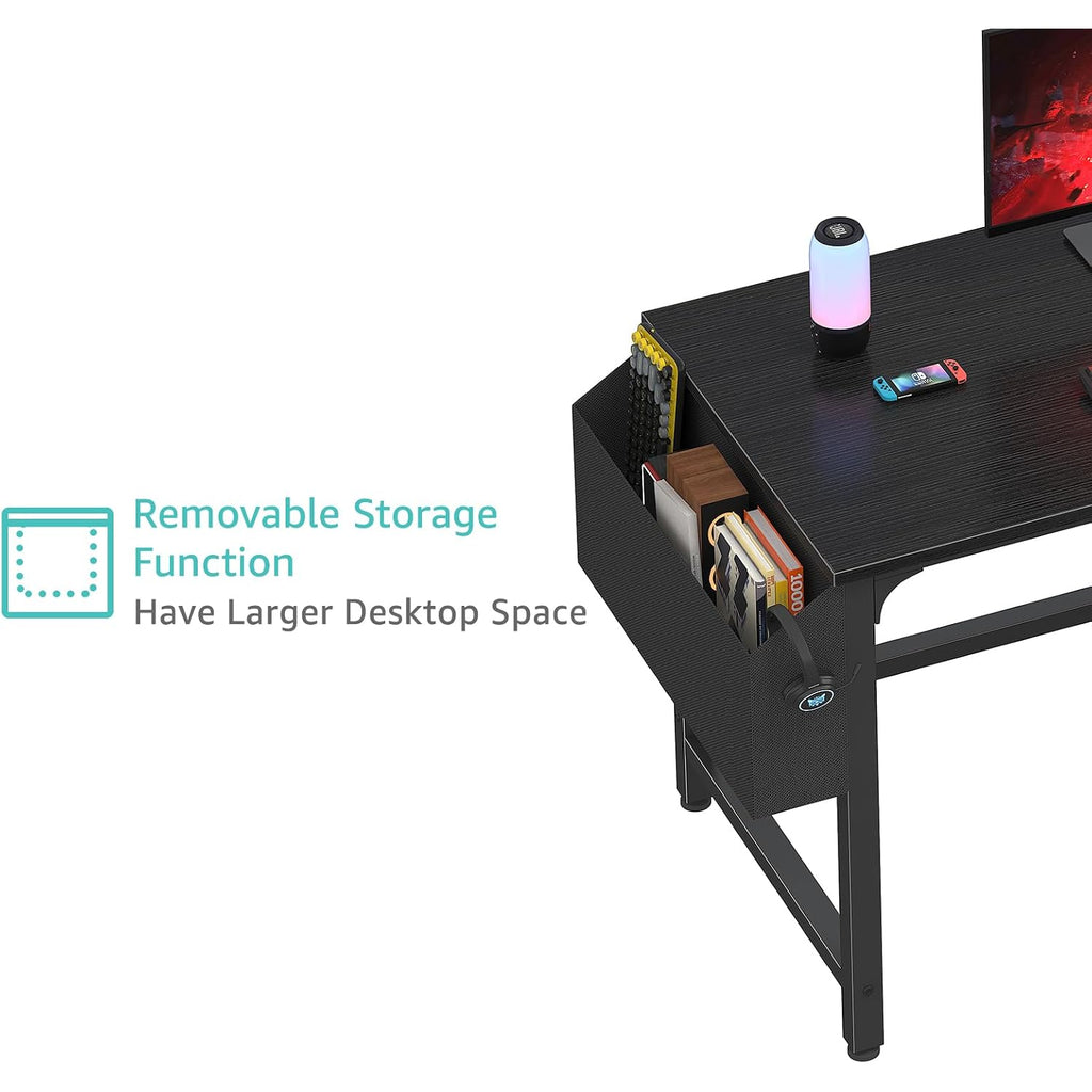 Lufeiya Computer Desk With File Drawers Cabinet, 47 Inch Reversible Home Office Desks With Filing Cabinet For Small Space, Gaming Study Writing Table Pc Desks, Black