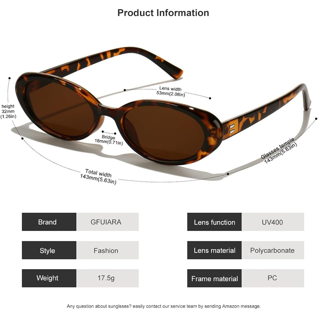 Oval Sunglasses For Women Men Fashion Small 90S Style Sun Glasses Uv400
